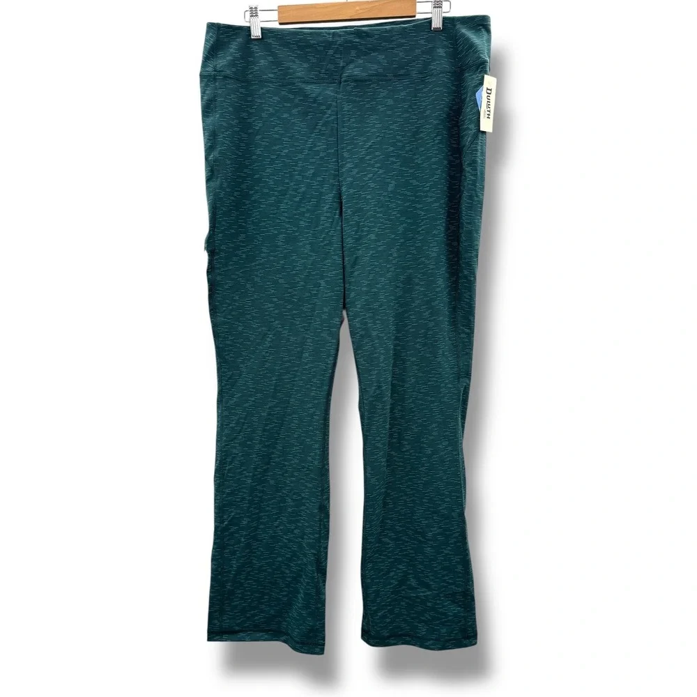 Duluth Trading NoGA Bootcut Pants‎ XL x 33 Teal Print Stretch Casual Outdoor NWT